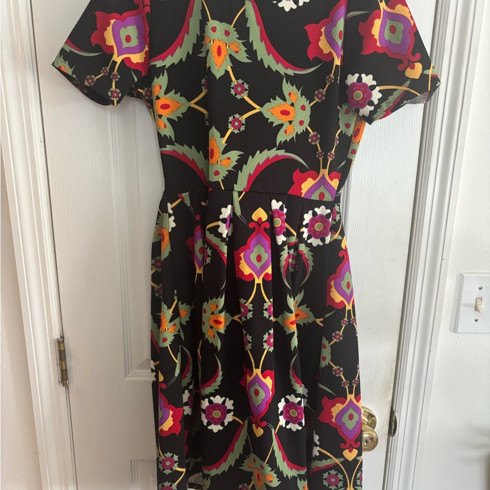 LuLaRoe Black Dress with Vibrant Floral Design